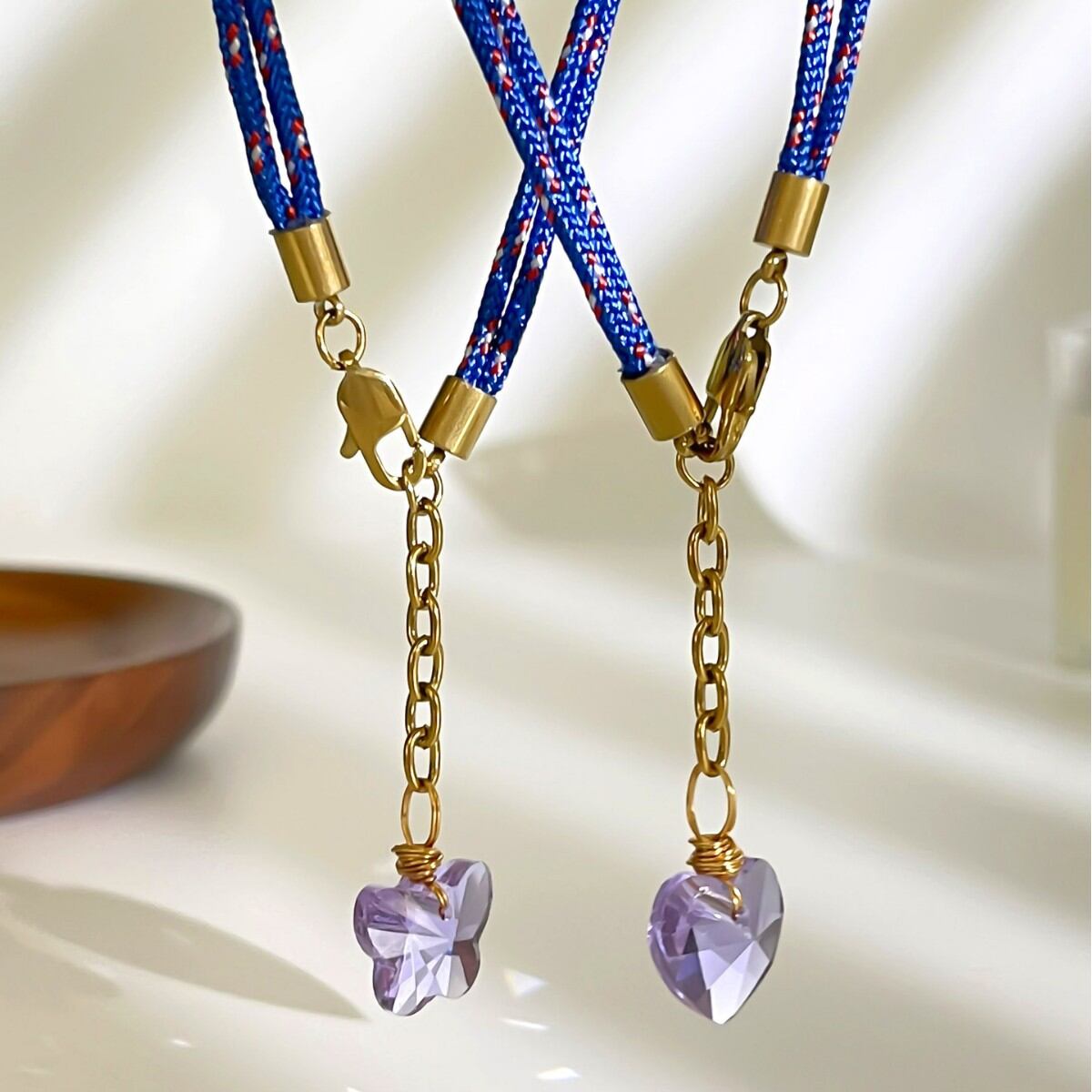 Glaze Heart Braided Rope Gold Color Women's Pendant Necklaces 2