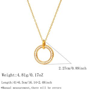 Simple Series Daily Circle Stainless Steel Waterproof Gold Color Zircon Women's Chain Necklaces h5
