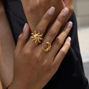 Sun Shape Stainless Steel Waterproof Gold Color Statement Rings h5 Picture3