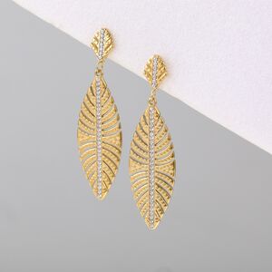 Simple Series Daily Plant Leaf Stainless Steel Gold Color Waterproof Drop Earrings h5 Picture4