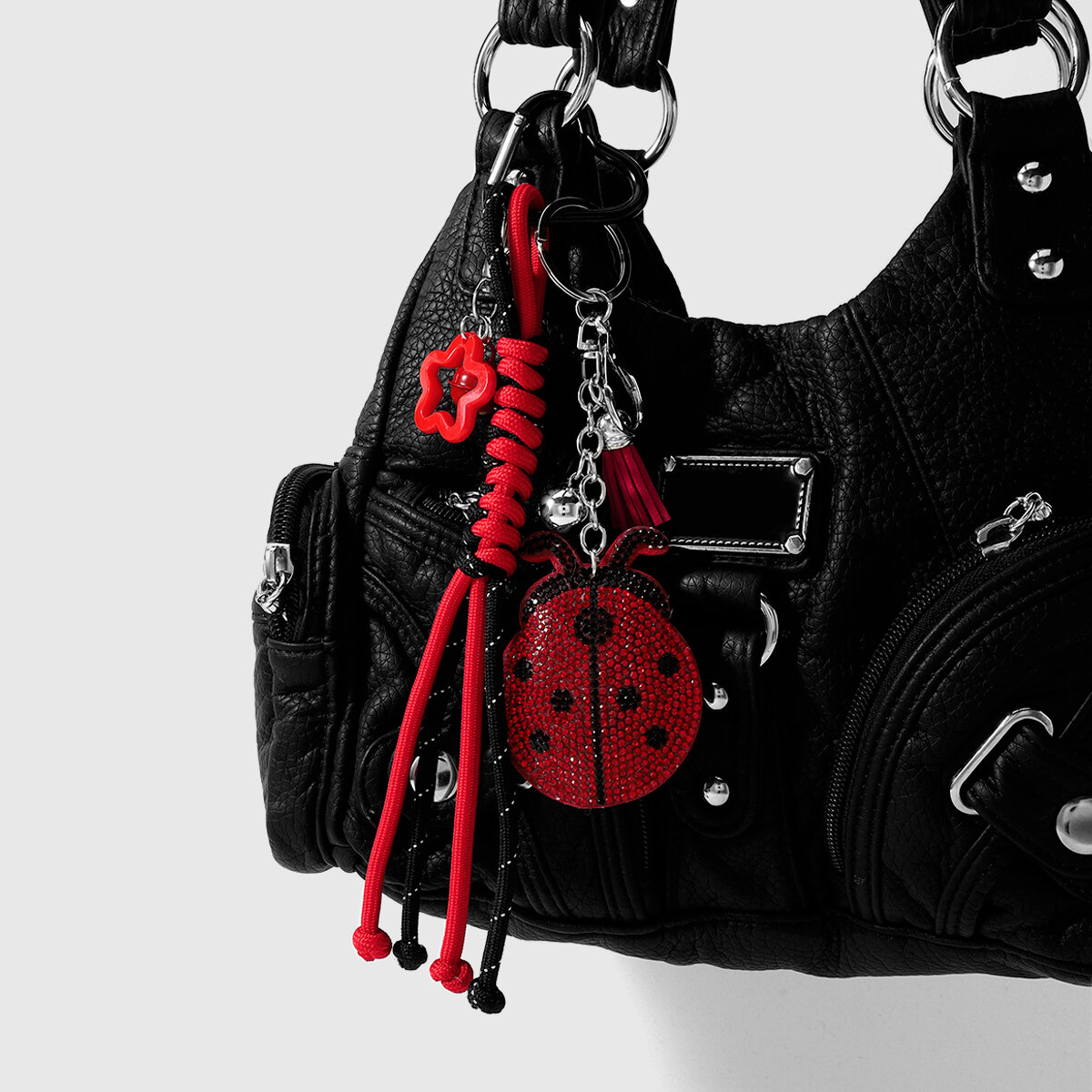 Simple Series Retro Flower Star Strawberry Leather Bag Charms h5 Picture5
