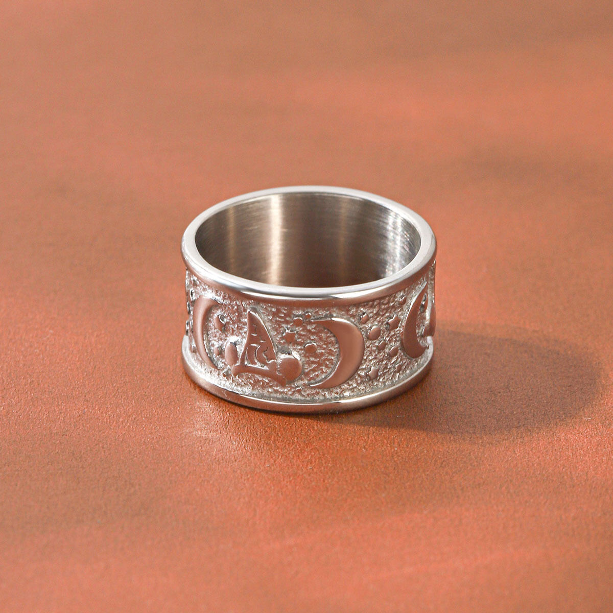 Simple Series Daily Star Moon Stainless Steel Waterproof Gold Color Statement Rings h5Picture5