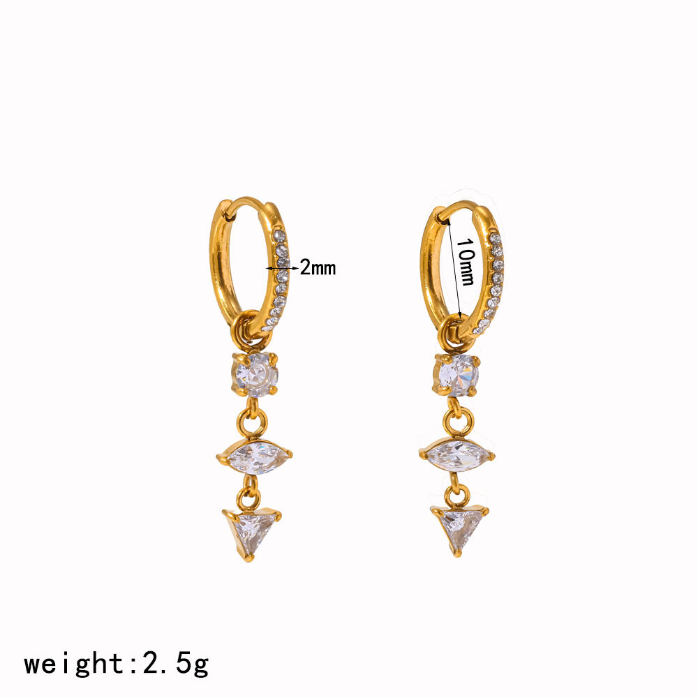 Pendientes colgantes elegantes de acero inoxidable color dorado, de la serie Simple, para mujer.