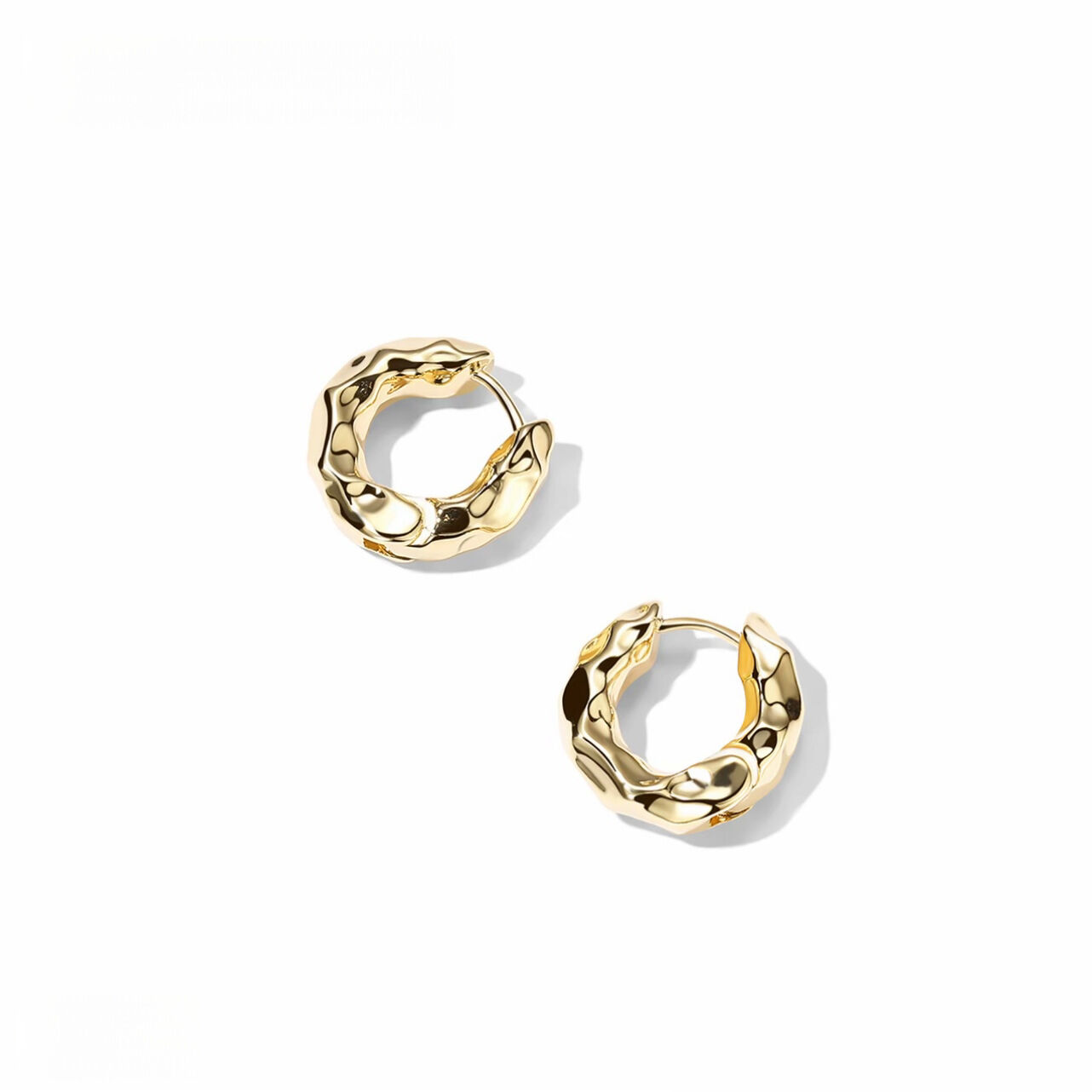 Boucles d'oreilles créoles pour femmes, style classique irrégulier, couleur cuivre doré, collection Simple Series h5 
