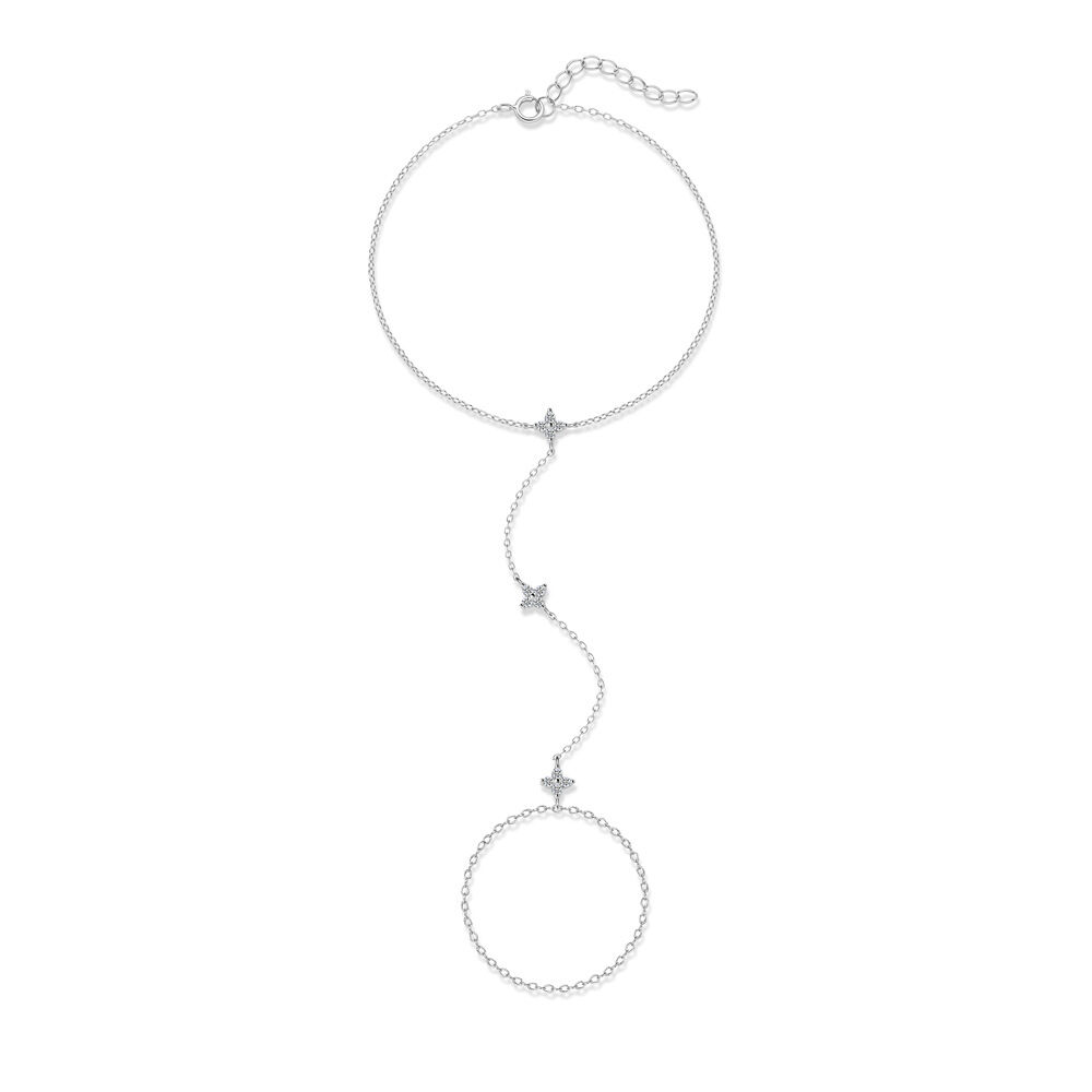 Elegante Damenarmbänder aus 925er Sterlingsilber mit Moissanit in Sternfarbe und Platinplattierung h5 Bild6