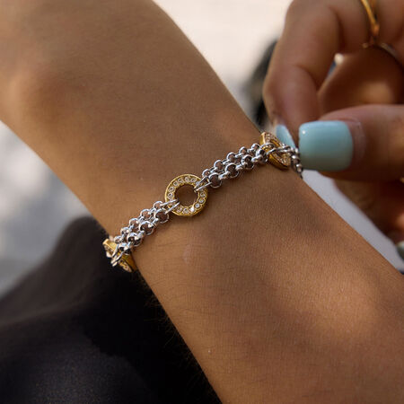 Punk Chain Circle Stainless Steel Waterproof Rhinestone Women's Chain Bracelets
