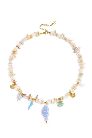 Collares de cuentas de piedra con diseño de peces, ideales para vacaciones o para disfrutar de la playa. Colección romántica para mujer. h5
