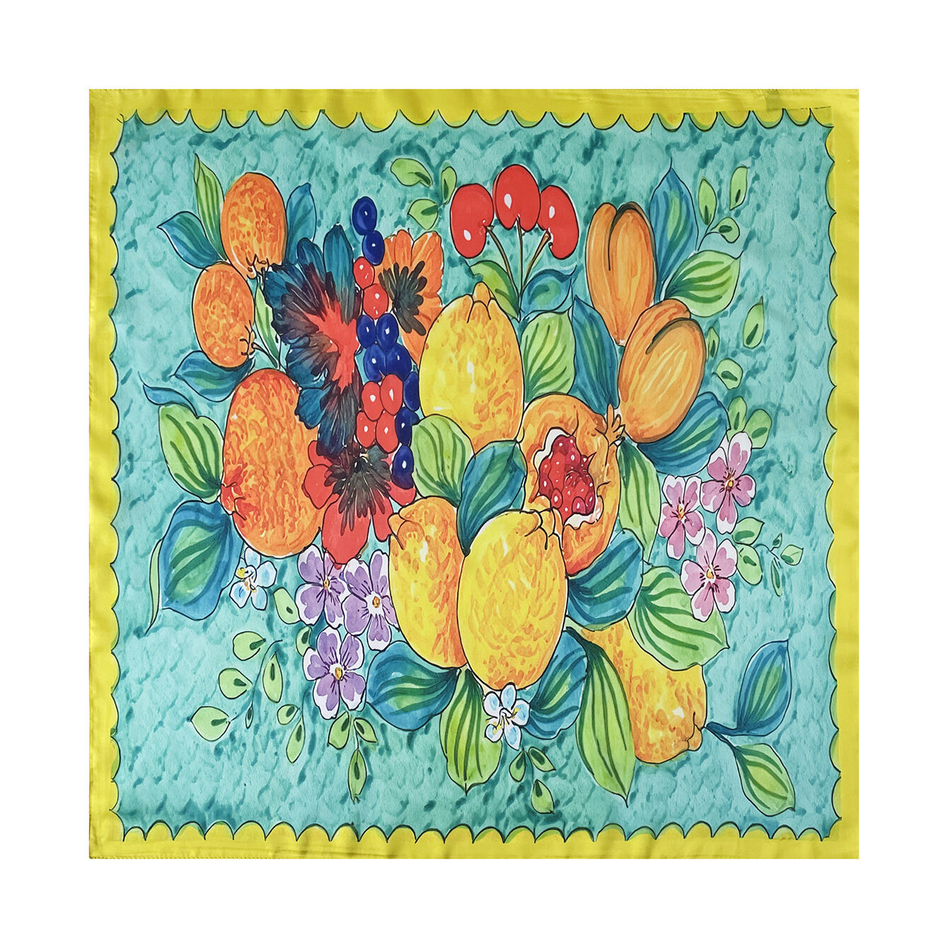 Bufandas de verano para mujer de poliéster con estampado de flores y frutas de la serie romántica h5 Imagen4