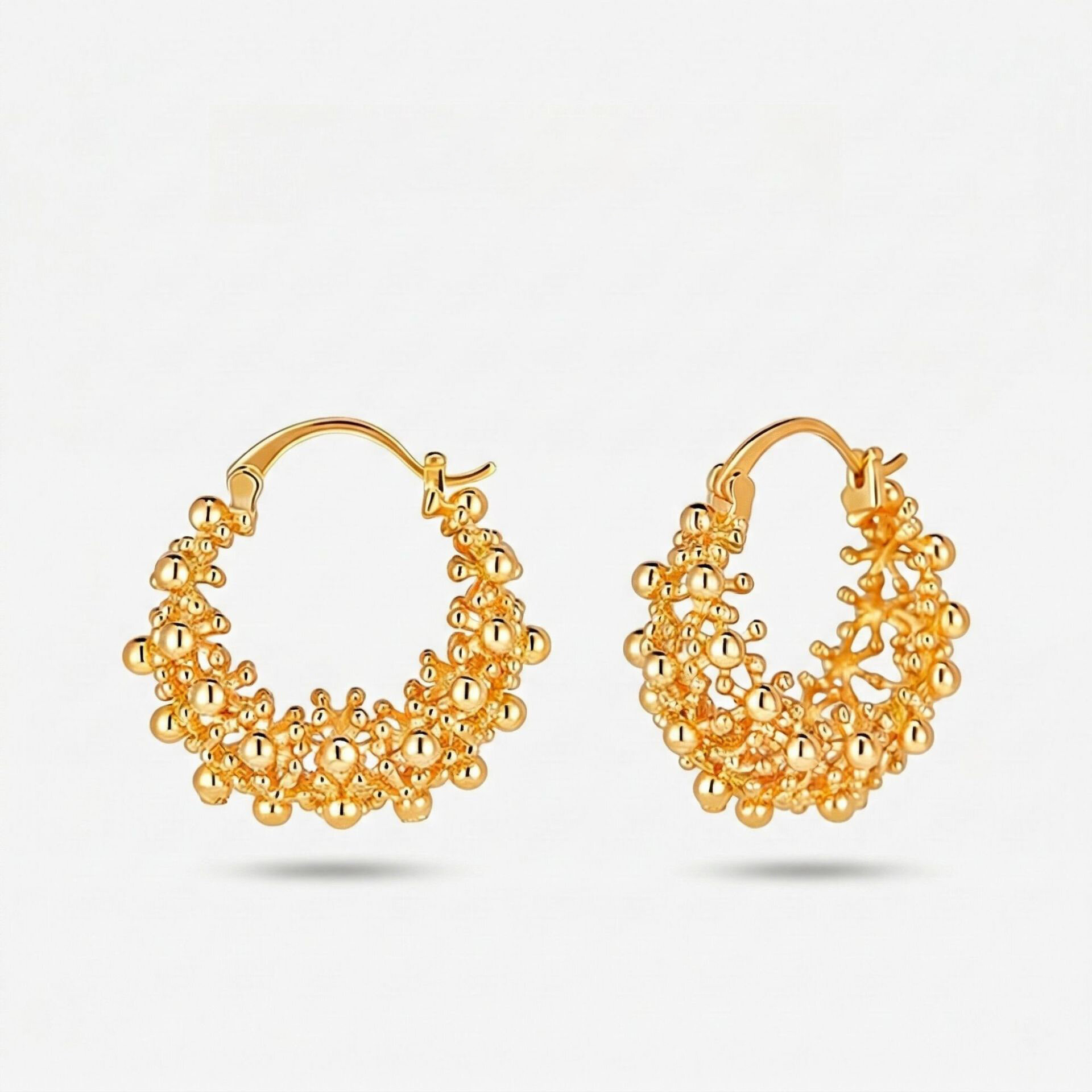 Boucles d'oreilles créoles pour femmes, couleur cuivre doré, inspirées de feux d'artifice simples et élégants. h5 
