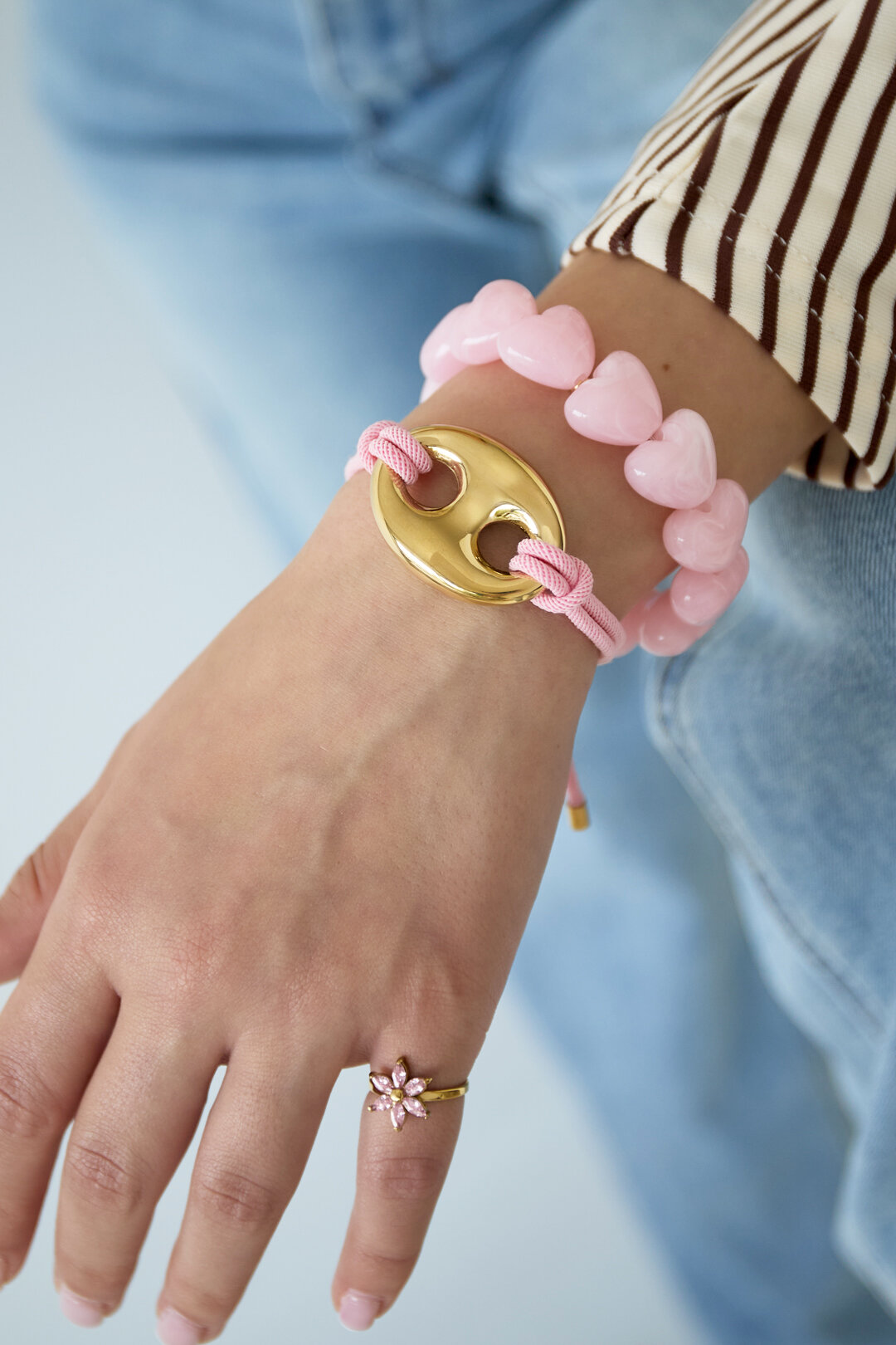 Satin cord bracelet with button detail