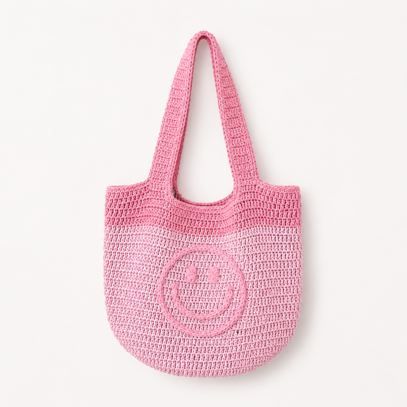 Casual Style Woven Solid Color Smiling Face Raffia Women's Square Bag h5Picture4