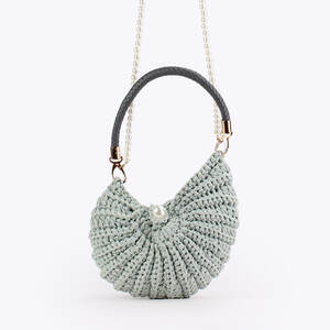 Vacation Style Woven Solid Color Oceanic Style Woven Shell Cotton Women's Round Bag h5 Picture2