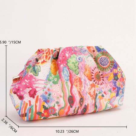 Casual Style Printed Flower Irregular Shape Cartoon Mixed Color Fabric Women's Square Bag