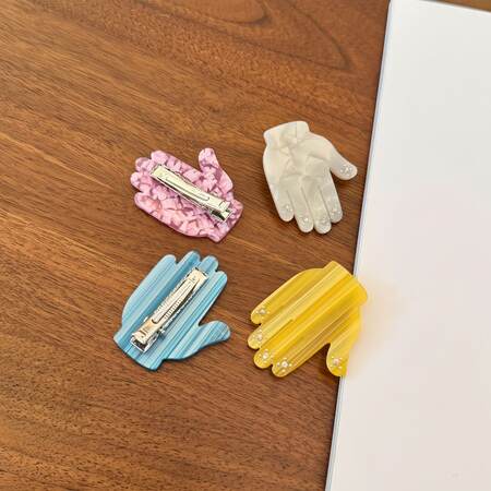 Simple Series Cute Solid Little hands Color Acetate Rhinestone Hair Clips 2