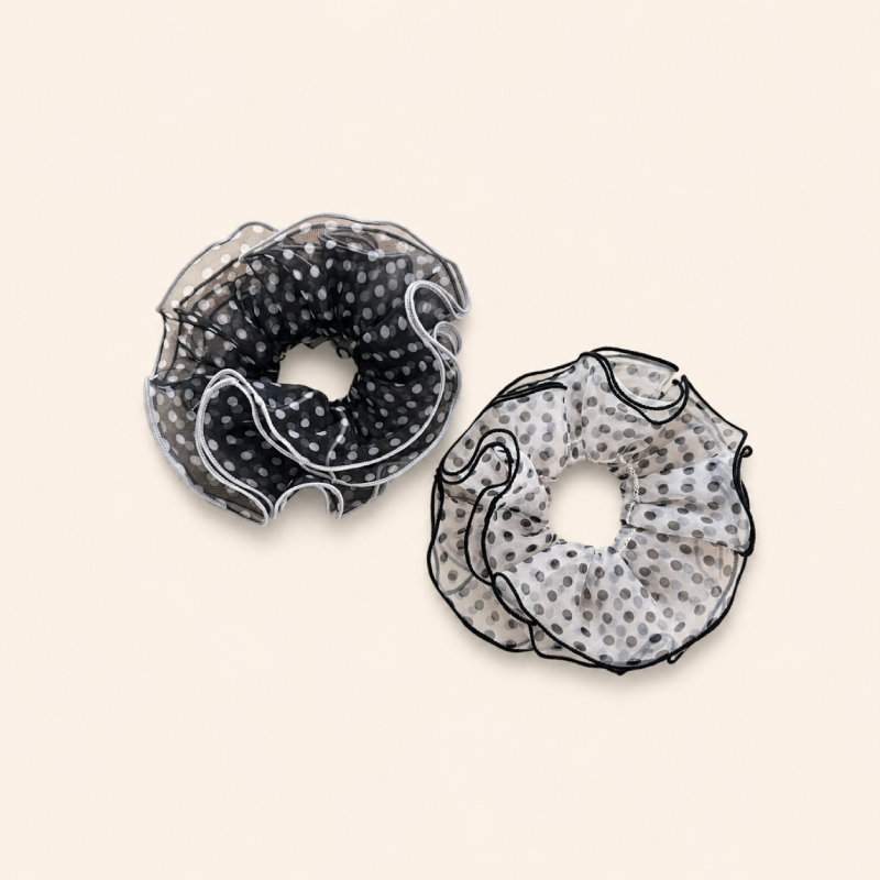 Romantic Series Simple Solid Color Polka Dots Polyester Scrunchies 2
