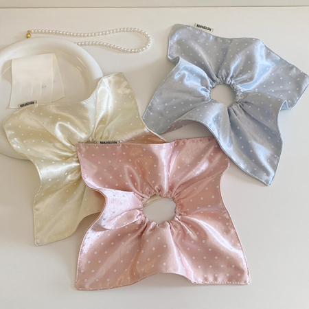 Simple Series Daily Solid Color Polka Dots Polyester Scrunchies 2