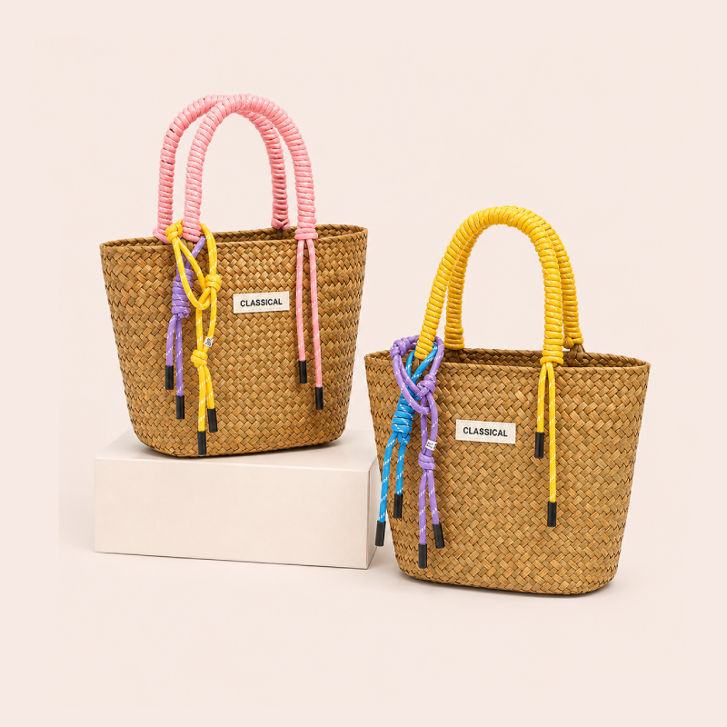Casual Style Woven Twist Mixed Color Woven Raffia Women's Square Bag Picture2