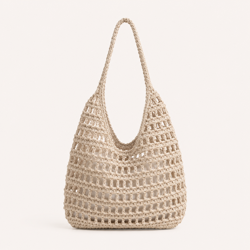 Vacation Style Woven Solid Color Hollowed-Out Woven Raffia Women's Square Bag