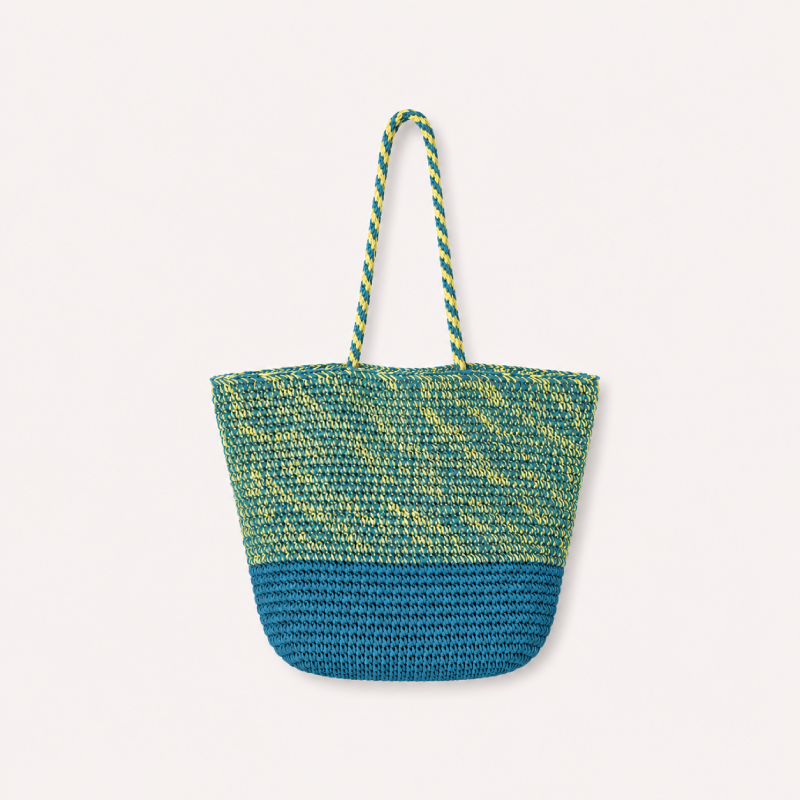 Borsa quadrata da donna in rafia intrecciata, stile casual, colori misti.