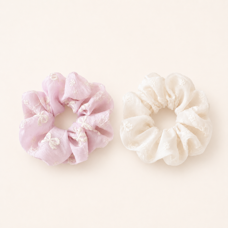 Simple Series Daily Flower Solid Color Polyester Scrunchies