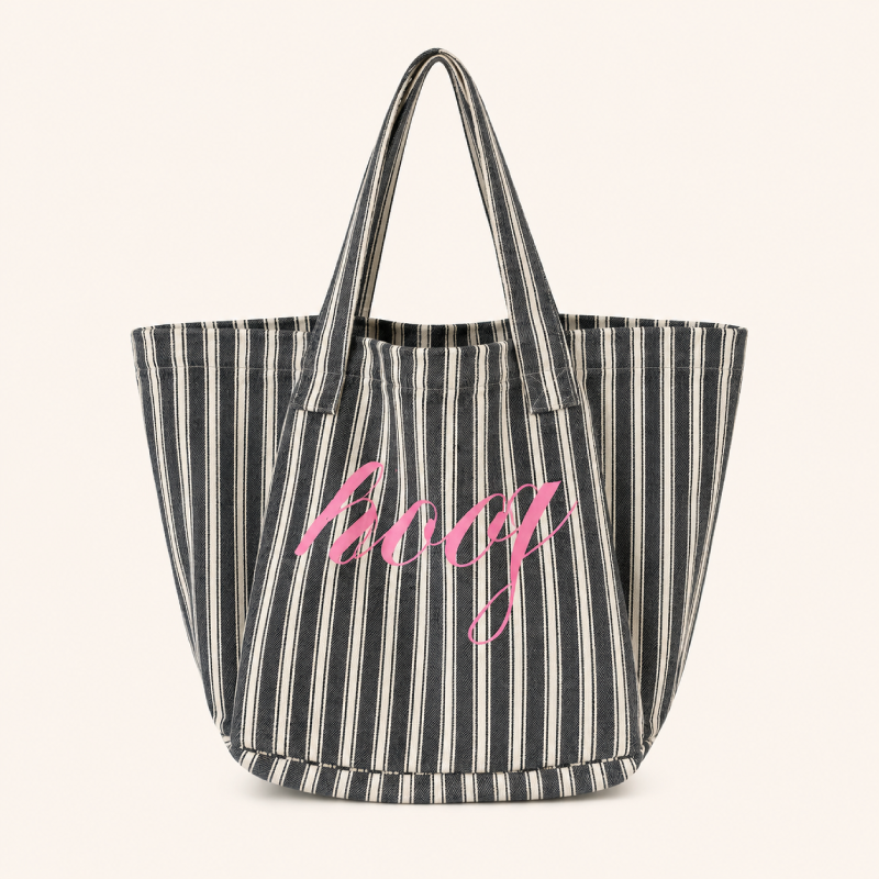 Casual Style Printed Letter Solid Color Stripe Canvas Women's Tote Bag