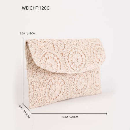 Casual Style Embroidered Flower Solid Color Hollowed-Out Cotton Women's Square Bag