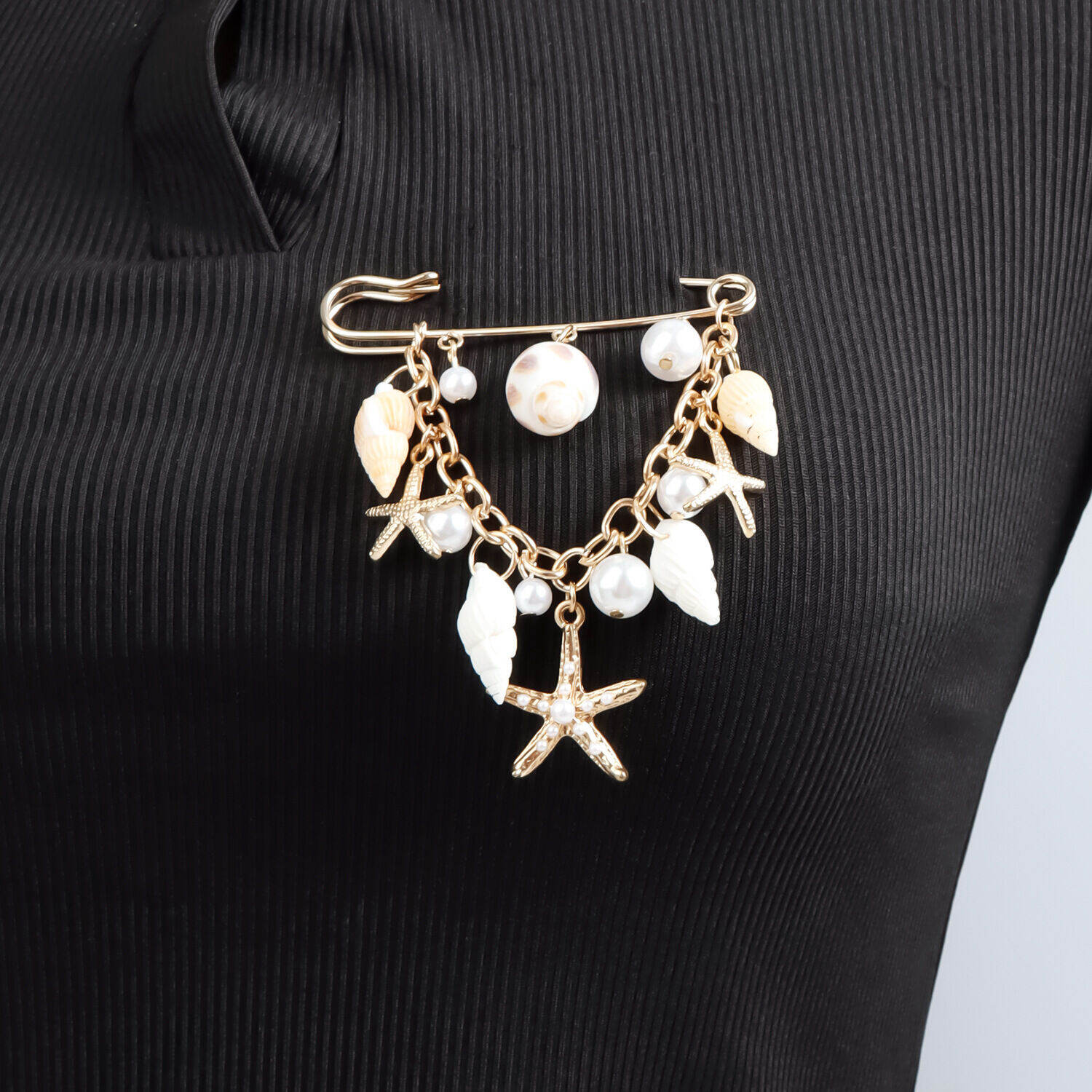 Simple Series Vacation Oceanic Style Tassel Shell Starfish Alloy Shell Brooches