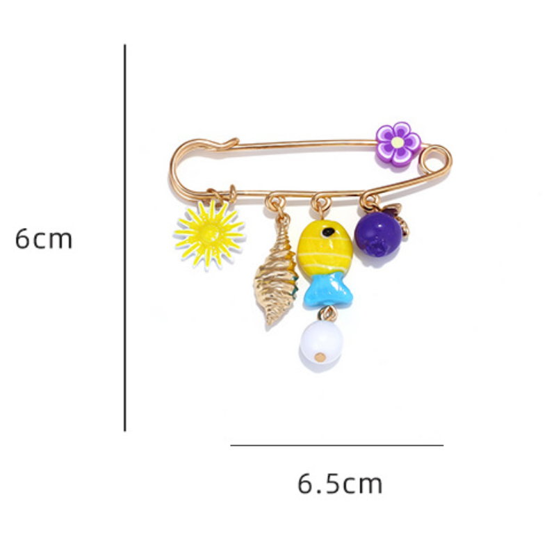 Simple Series Natural Flower Sun Oceanic Style Shell Fish Alloy Brooches