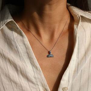 Collana da donna in argento sterling 925 con zirconi, elegante e placcata rodio, della serie Luxurious Series S925. h5 Immagine2