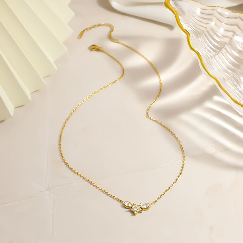 Eenvoudige, dagelijkse, onregelmatig gevormde ketting van roestvrij staal, waterdicht, goudkleurig, damesketting h5 Afbeelding2