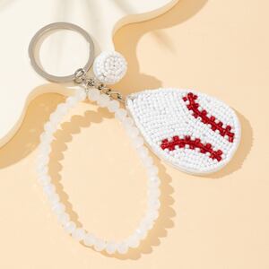 Simple Series Casual Beads Woven Ellipse Shape Alloy Keychain h5 Picture3
