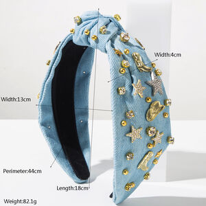 Ethnic Series Retro Flower Bow Knot Solid Color Star Fabric Rhinestone Hair Bands h5 Picture3