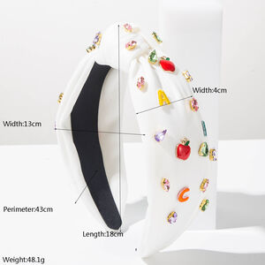 Simple Series Sweet Letter Fruit Solid Color Fabric Rhinestone Hair Bands h5 Picture3