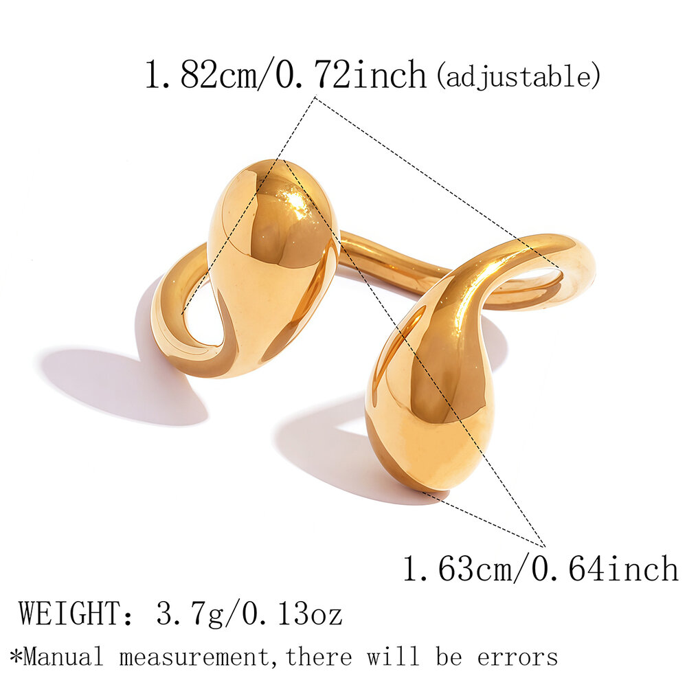 Minimalist Daily Droplet Stainless Steel Waterproof Gold Color Women's Statement Ring