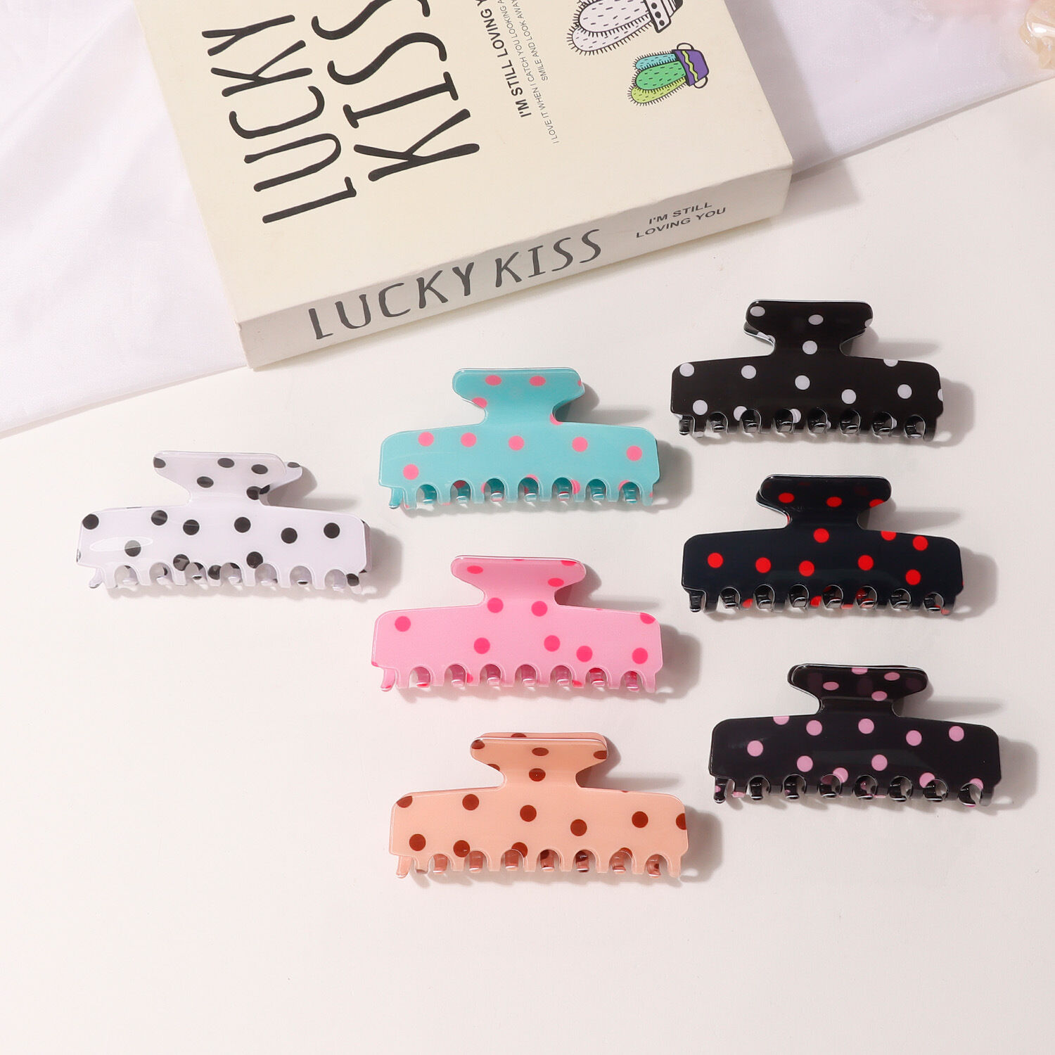 Simple Series Dagelijkse Polka Dots Gemengde Kleuren PVC Haarklemmen 2