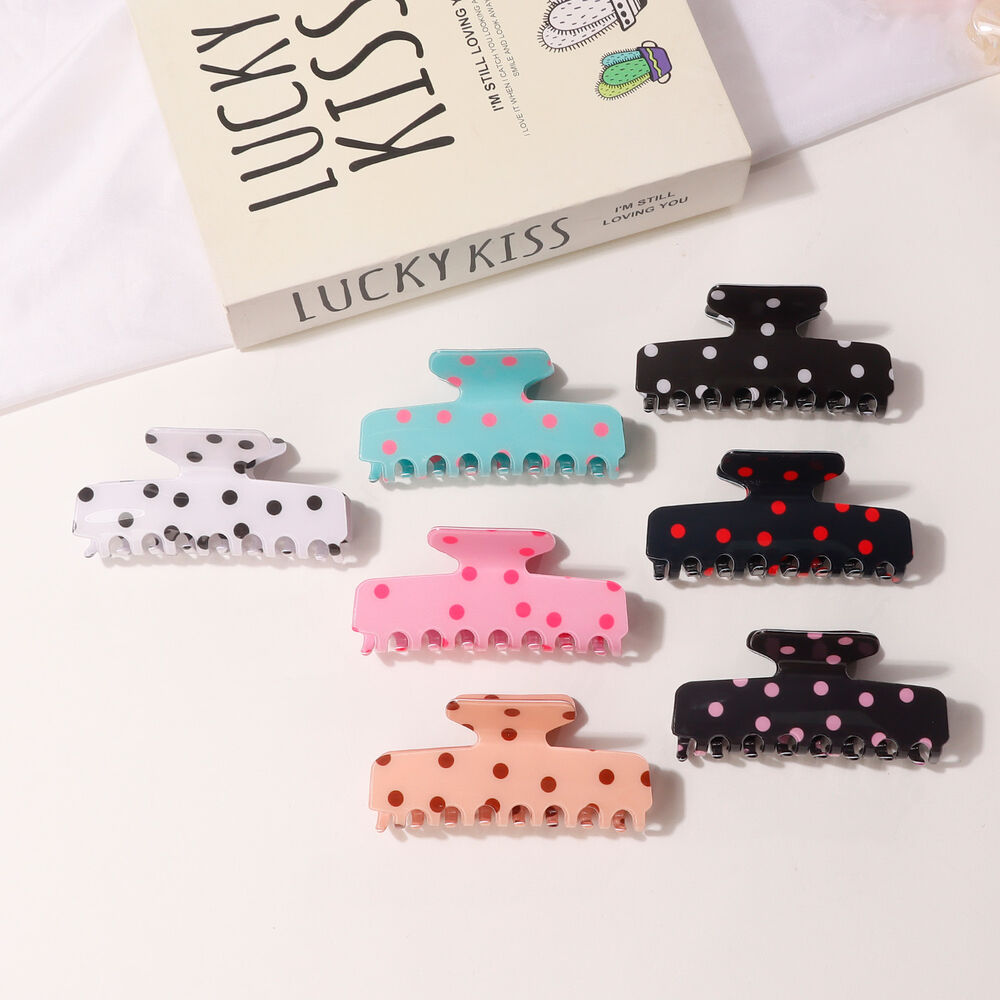 Simple Series Dagelijkse Polka Dots Gemengde Kleuren PVC Haarklemmen h5Afbeelding2