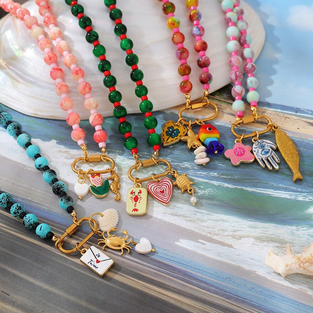 Romantic Series Vacation Oceanic Style Beads Glass Women's Beaded Necklaces h5 Picture2