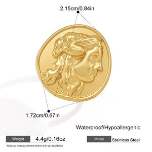 Klassieke serie retro onregelmatig gevormde figuur roestvrijstalen waterdichte gouden statement ringen h5