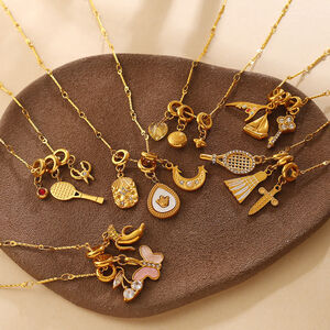 Simple Flower Heart Key Chain Strawberry Stainless Steel Waterproof Gold Color Women's Pendant Necklaces h5 Picture4