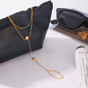 Simple Series Daily Patchwork Stainless Steel Waterproof Gold Color Zircon Women's Hand Chain h5 Picture3