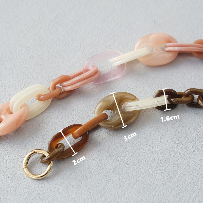 Eenvoudige Serie Dagelijkse Gemengde Kleuren Ketting Acryl Tasriemen Met Kleurverloop h5 Afbeelding3