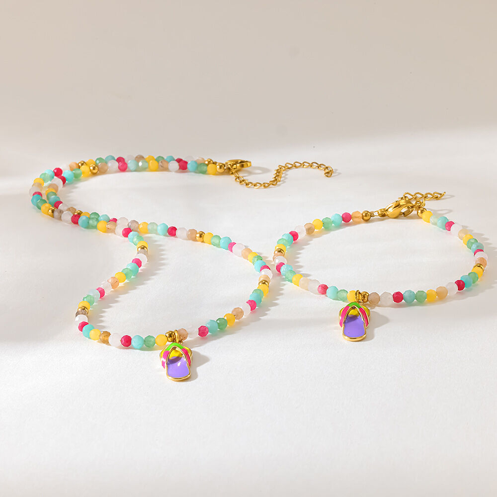 Conjuntos de joyería para mujer de acero inoxidable, acrílico color oro, con forma geométrica, sencillos y dulces, resistentes al agua. Imagen3