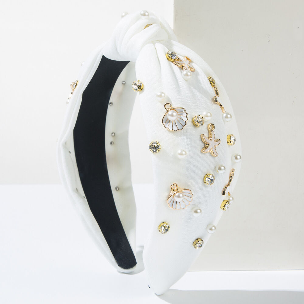 Simple Series Sweet Solid Color Oceanic Style Shell Starfish Imitation Pearl Artificial Pearl Hair Bands