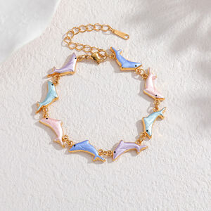Vacation Oceanic Style Enamel Fish Stainless Steel Waterproof Women's Chain Bracelets h5 Picture4