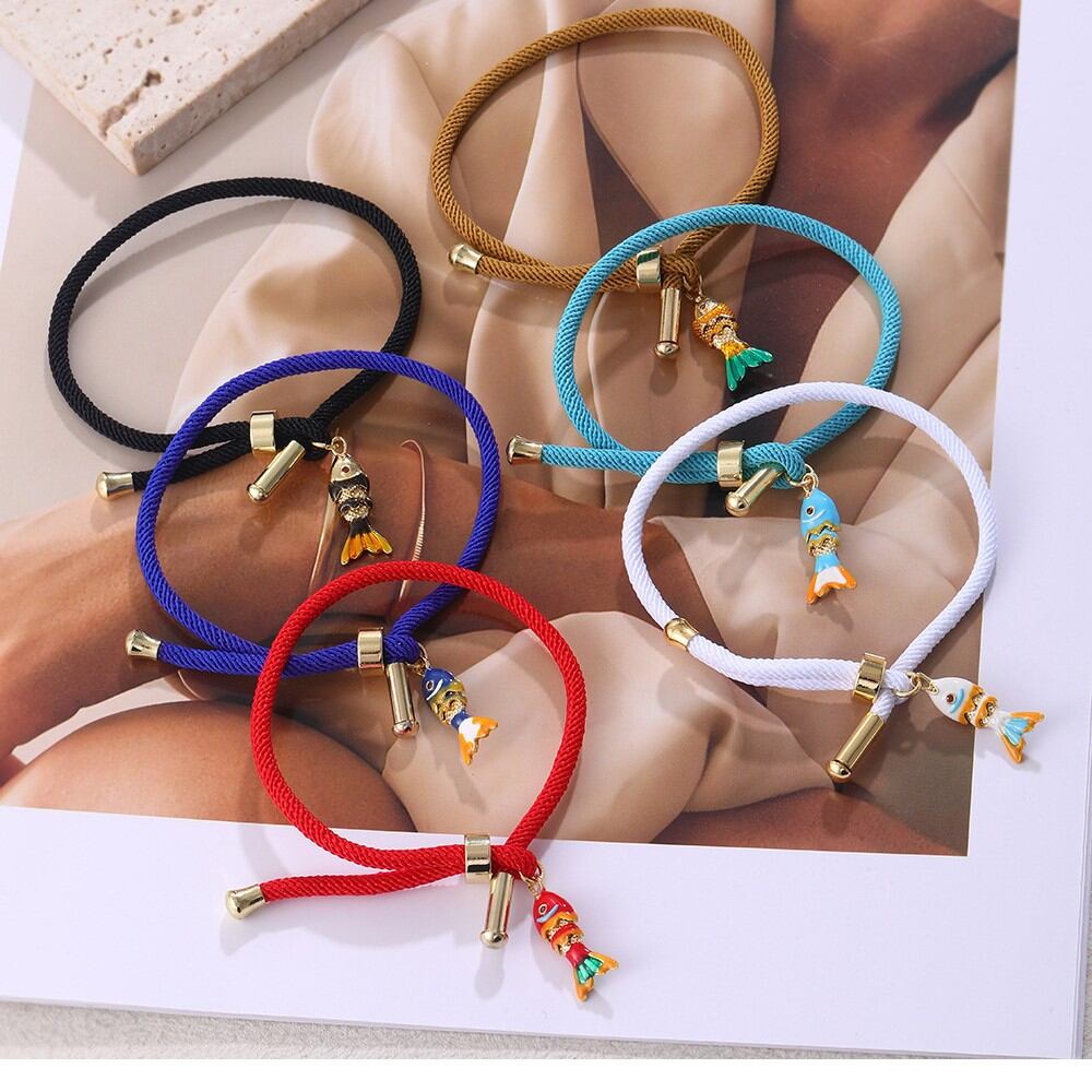 Bracelets tressés ethniques pour femmes, motif poisson, couleur cuivre et or h5 Image2