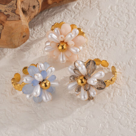 Anelli di tendenza della serie Romantic Sweet Flower con cristalli