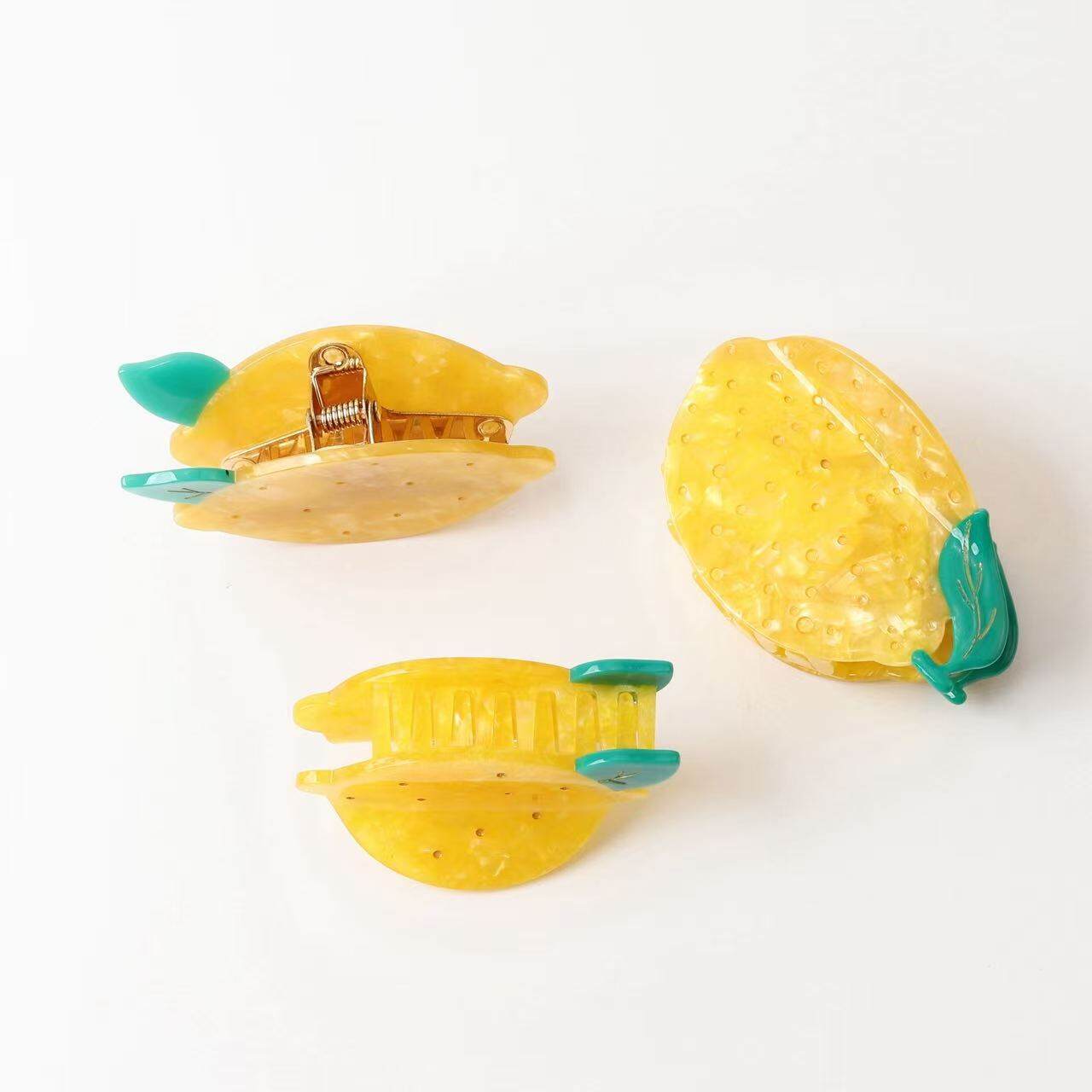 Garras para el cabello de acetato de colores surtidos con diseño de frutas de la serie Simple h5 Imagen3