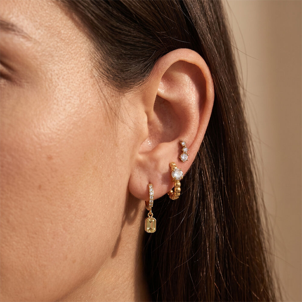 Luxurious Series Elegant Rectangle Stainless Steel Waterproof Gold Color Zircon Women's Earring Sets Picture2