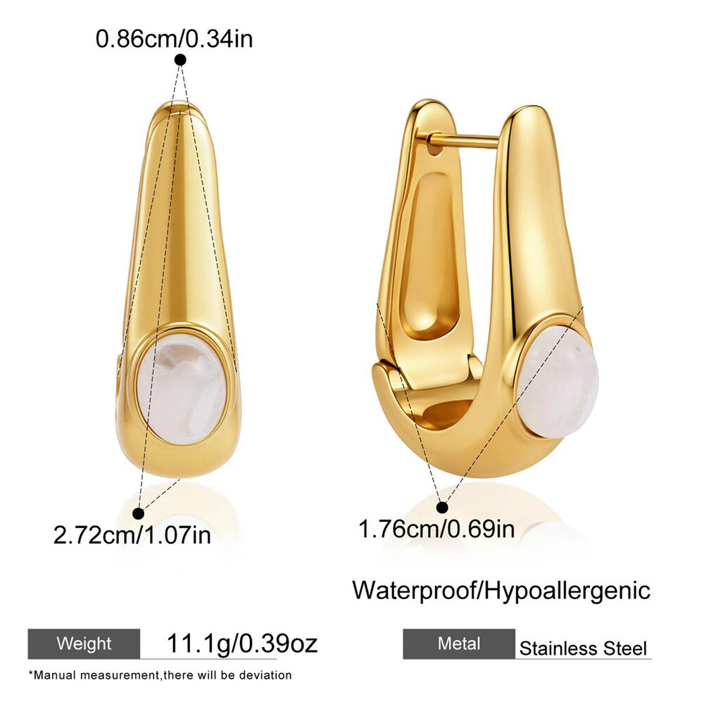 Simple Series Retro Irregular Shape Stainless Steel Waterproof Gold Color Women's Hoop Earrings