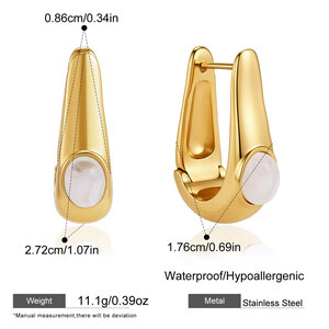 Simple Series Retro Irregular Shape Stainless Steel Waterproof Gold Color Women's Hoop Earrings h5